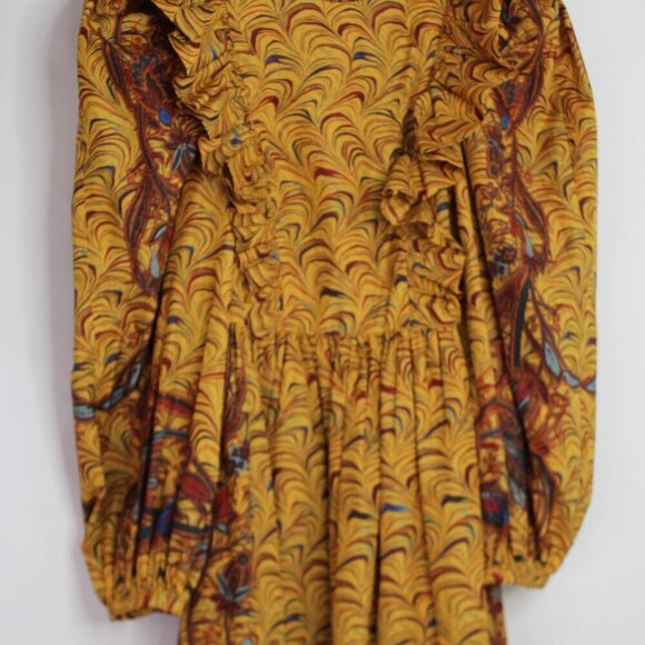 Ulla Johnson Rosina Ruffled Midi Dress in Tiger Eye Size 2 - Picture 5 of 16